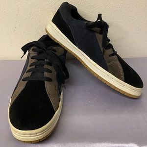 Utility Suede Mens Walking Shoes Size 9.5 Navy Blue/Gray Lace Up PreOwned